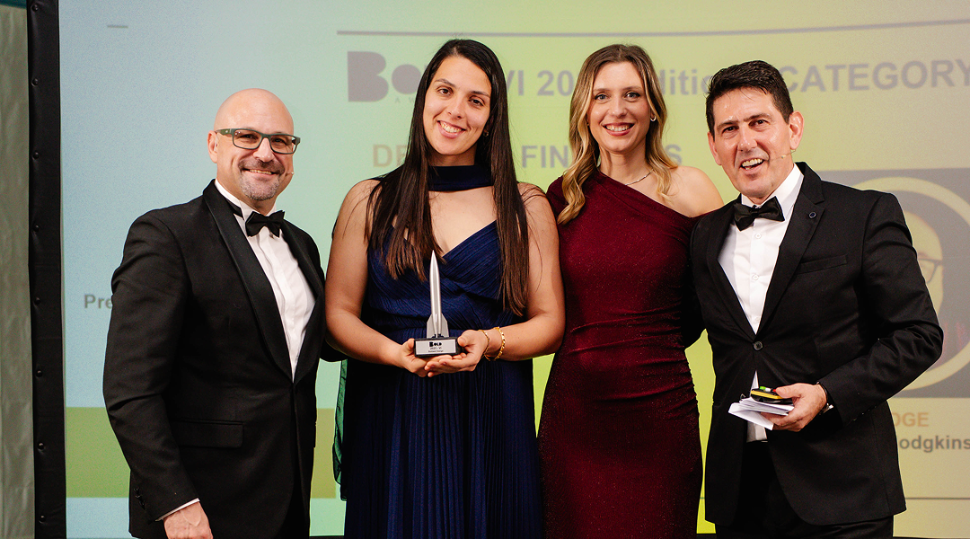 A photo of Magycal receiving "Boldest Design" Award at BOLD Awards