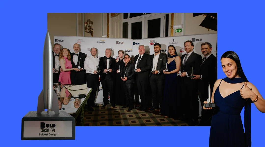 A collage of Magycal receiving "Boldest Design" Award at BOLD Awards