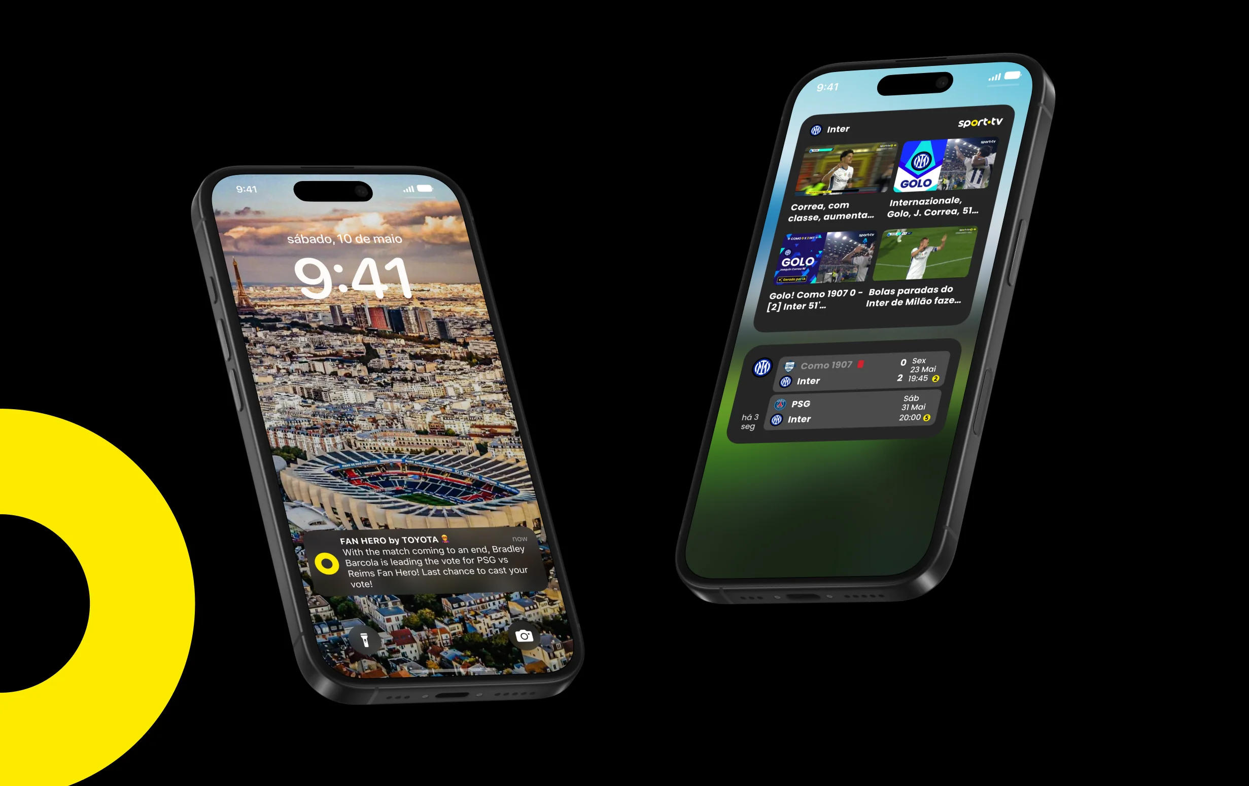 phones displaying sport tv's new widgets and Live Activities